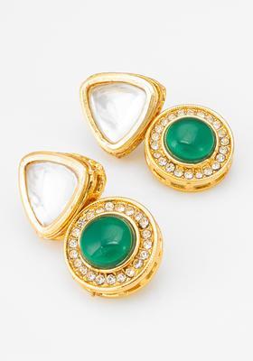 Green Kundan Alloy Drop Earrings