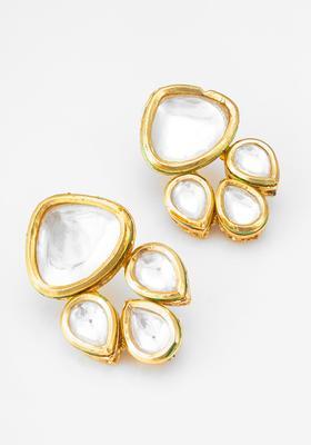 Golden Kundan Alloy Stud Earrings