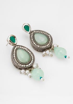 Turquoise Pearl Alloy Drop Earrings