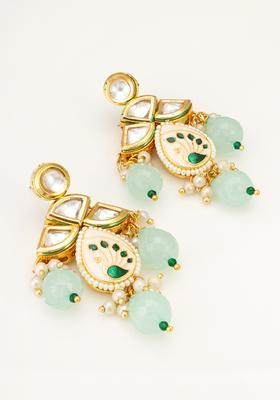 Turquoise Kundan Alloy Drop Earrings