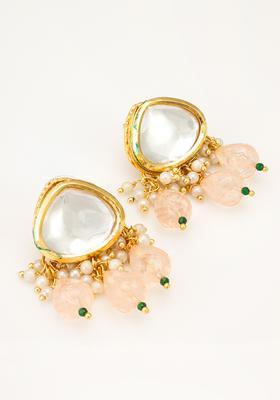 Peach Beads Alloy Drop Earrings