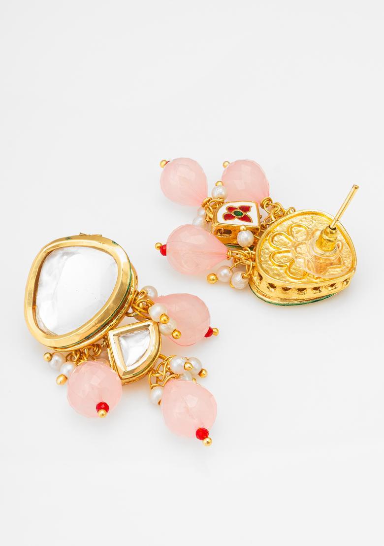 Pink Beads Alloy Stud Earrings - Indya