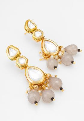 Grey Beads Alloy Drop Earrings