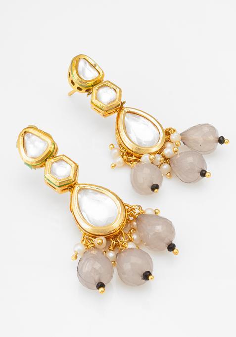Grey Beads Alloy Drop Earrings