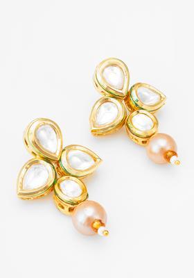 Golden Pearl Alloy Drop Earrings