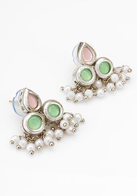 Silver Pearl Alloy Stud Earrings