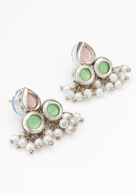 Silver Pearl Alloy Stud Earrings