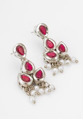 Red Pearl Alloy Drop Earrings