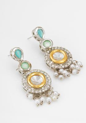 Silver Pearl Alloy Drop Earrings