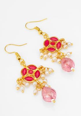 Pink Pearl Alloy Hook Earrings