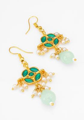 Green Pearl Alloy Hook Earrings