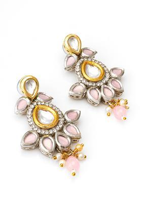 Silver Kundan Alloy Drop Earrings