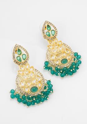 Turquoise Kundan Alloy Drop Earrings