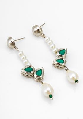 Silver Pearl Alloy Drop Earrings