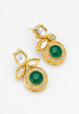 Green Kundan Alloy Drop Earrings