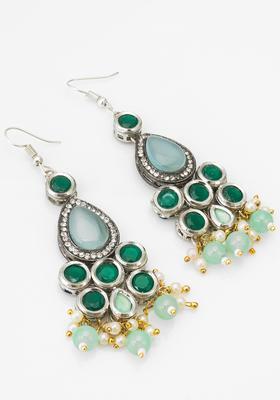 Green Beads Alloy Hook Earrings