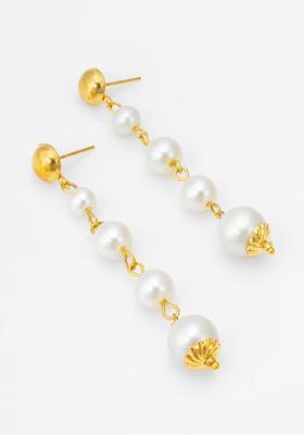 White Pearl Alloy Drop Earrings