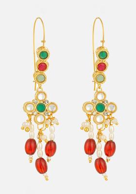 Multicolor Kundan Alloy Dangler Earrings