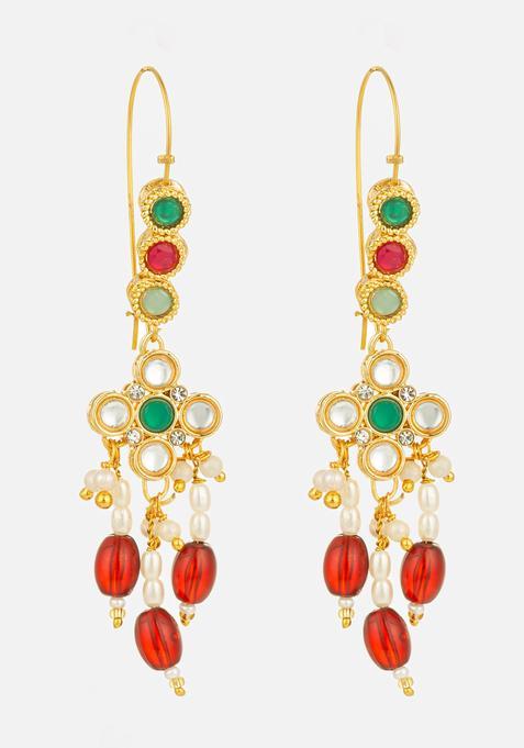 Multicolor Kundan Alloy Dangler Earrings
