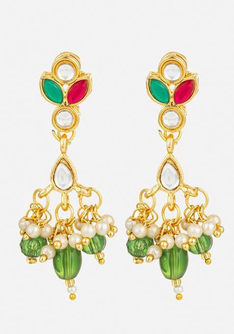Multicolor Kundan Alloy Dangler Earrings