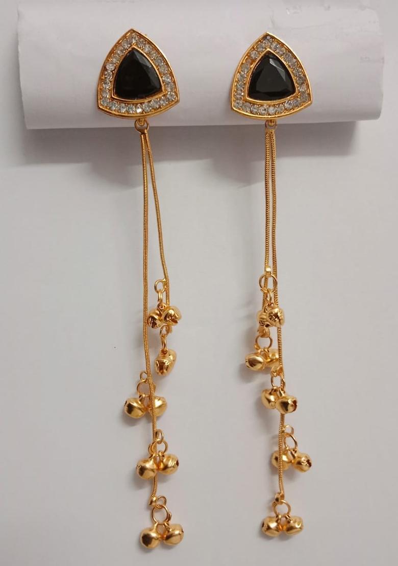 Golden Alloy Earrings - Indya