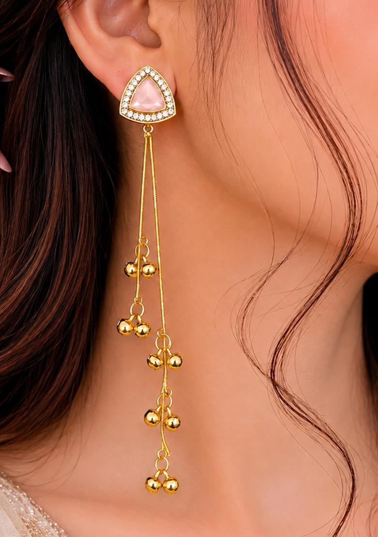 Golden Alloy Earrings - Indya