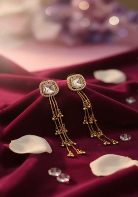 Golden Alloy Drop Earrings