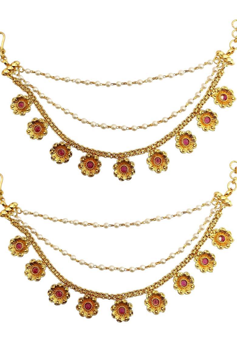 Golden Alloy Ear Chain - Indya