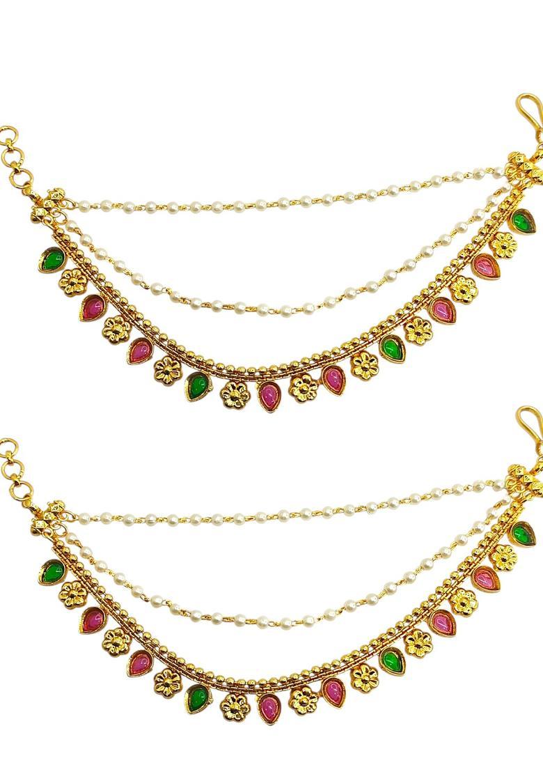Golden Alloy Ear Chain - Indya