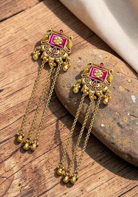 Golden Alloy Drop Earrings