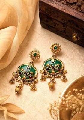 Golden Alloy Drop Earrings