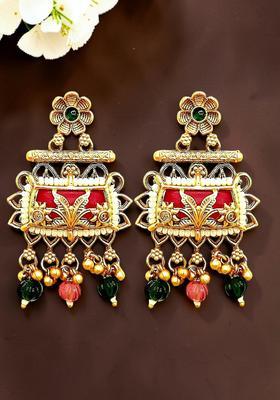 Golden Alloy Drop Earrings