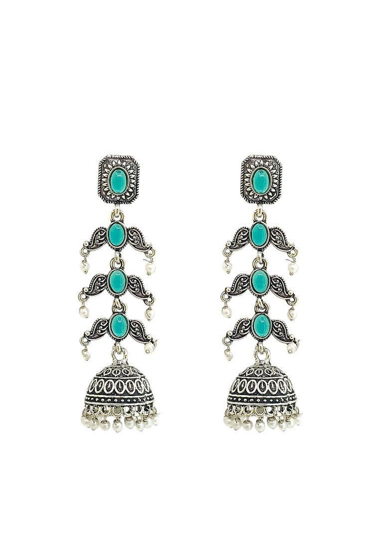 Silver Alloy Jhumkas - Indya