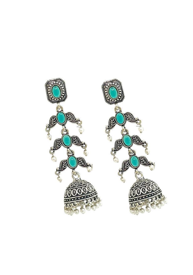 Silver Alloy Jhumkas - Indya