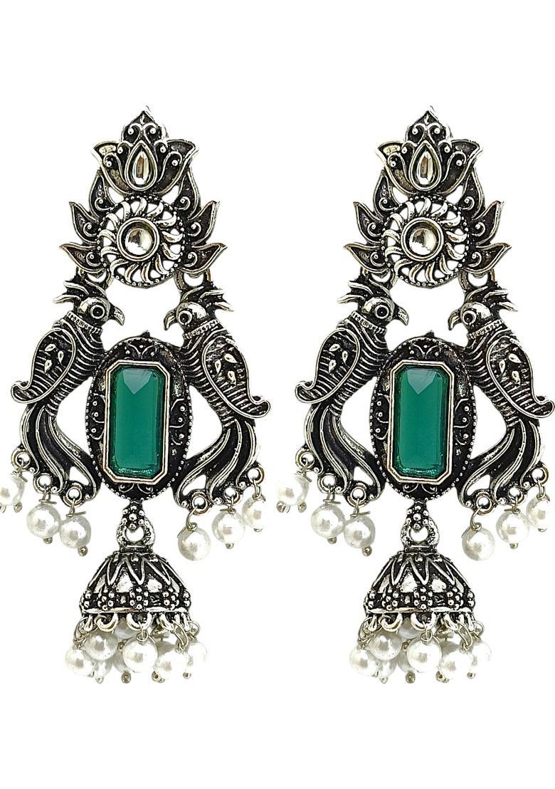 Silver Alloy Jhumkas - Indya