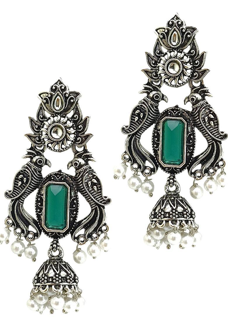 Silver Alloy Jhumkas - Indya