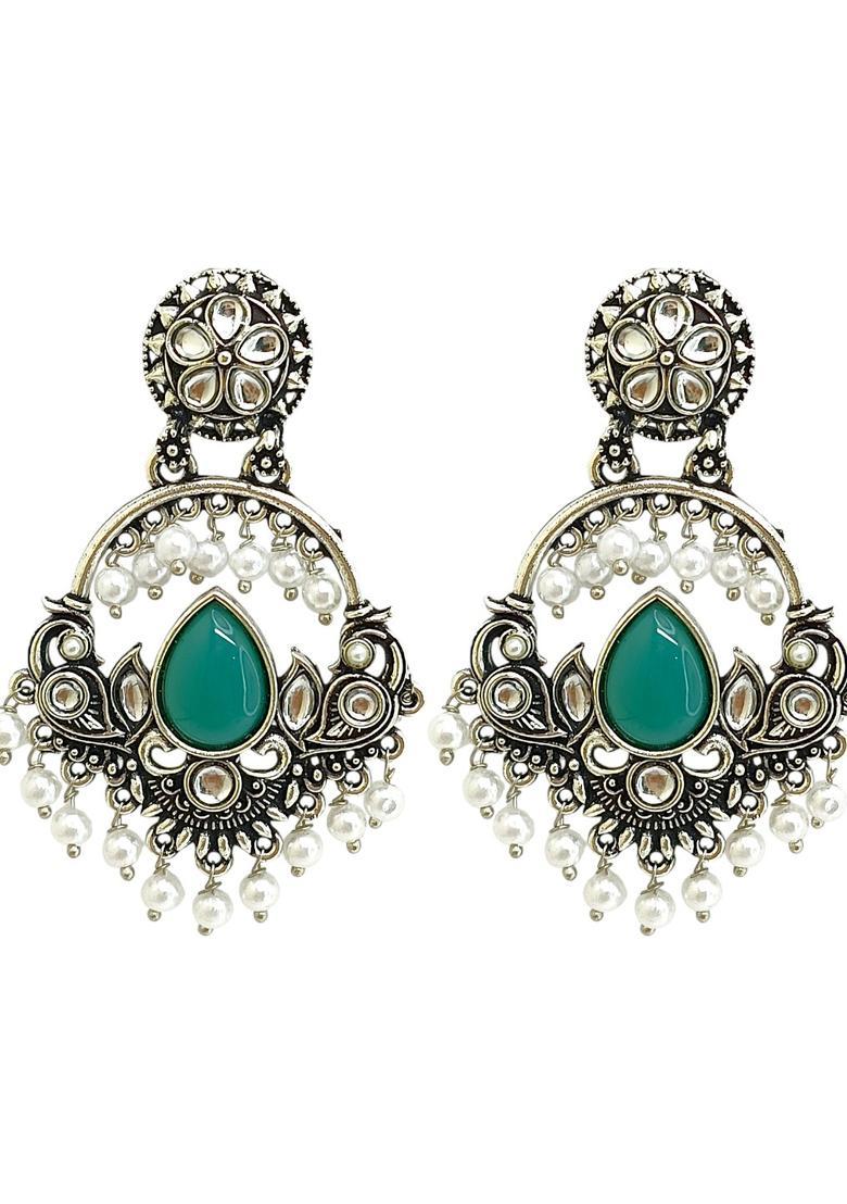 Silver Alloy Chandbalis - Indya