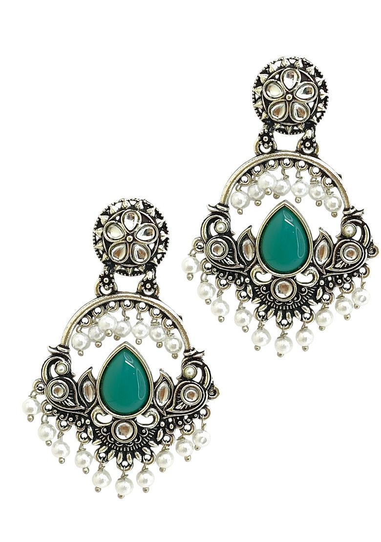 Silver Alloy Chandbalis - Indya