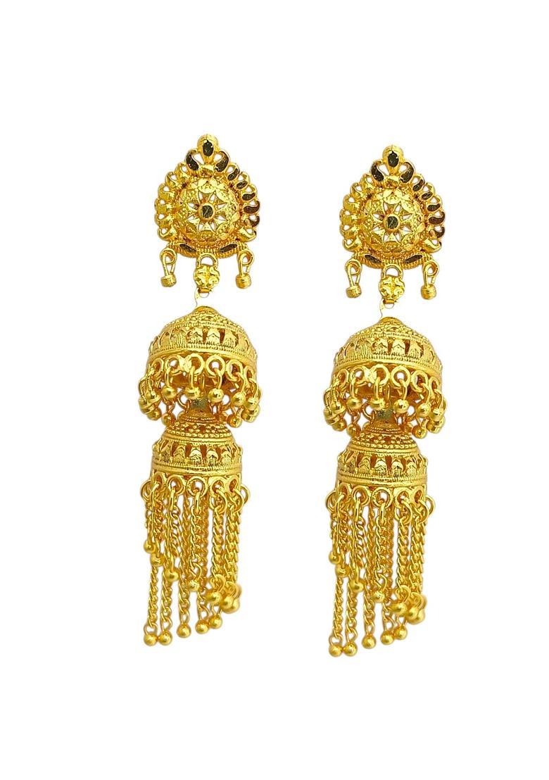 Golden Alloy Jhumkas - Indya