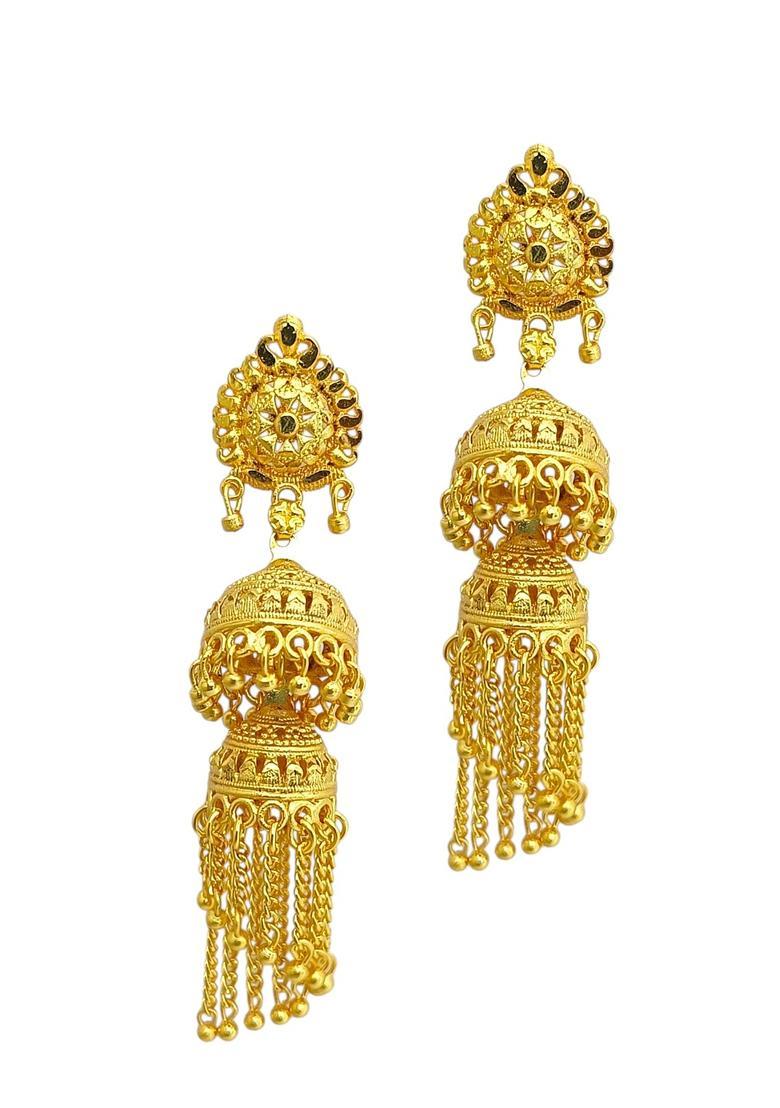 Golden Alloy Jhumkas - Indya