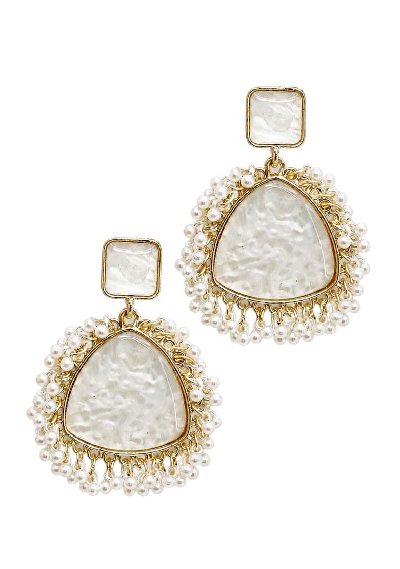 Golden Alloy Drop Earrings - Indya