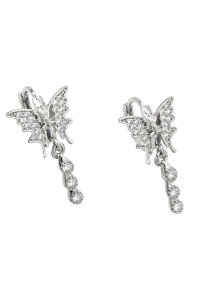Silver Alloy Hoop Earrings - Indya