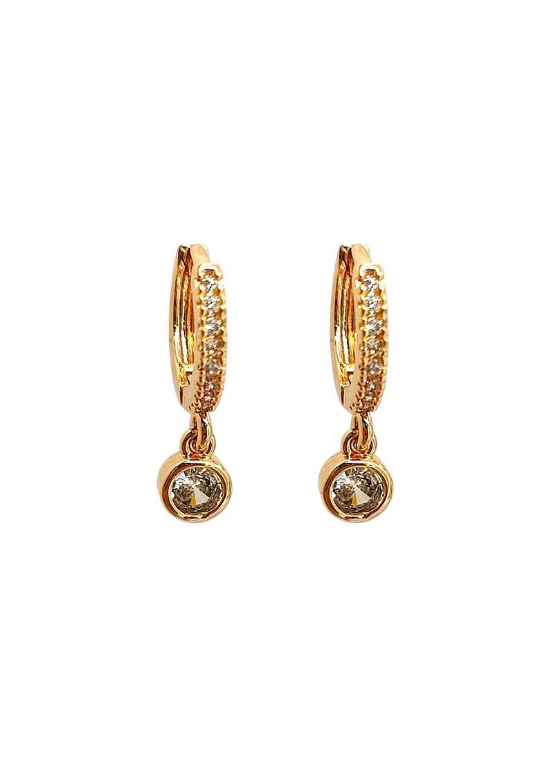 Golden Alloy Hoop Earrings - Indya