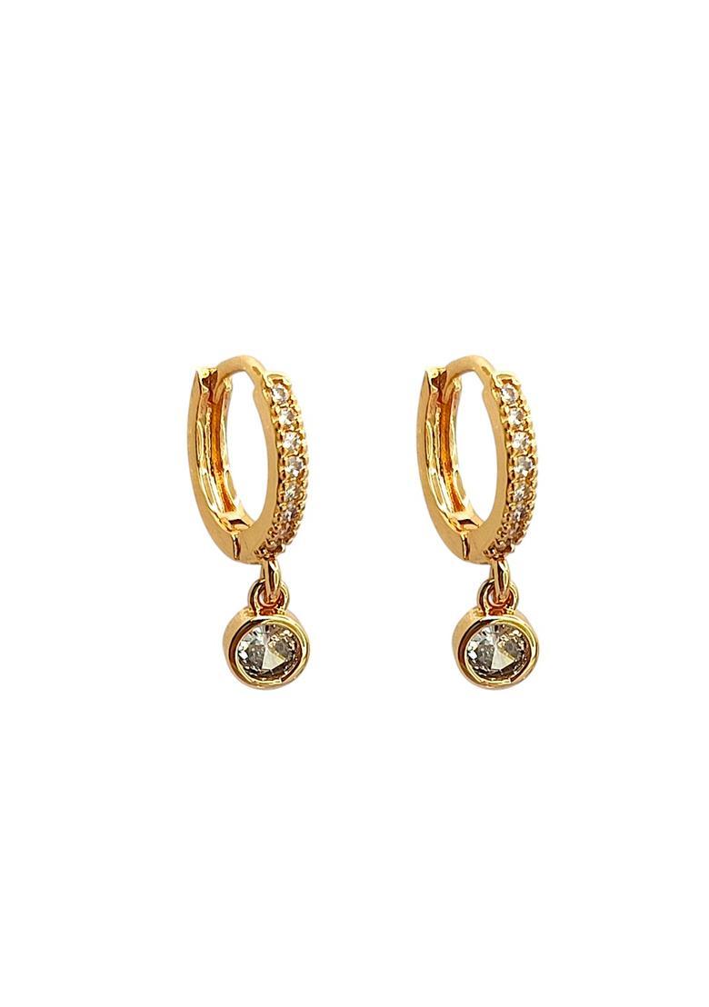 Golden Alloy Hoop Earrings - Indya