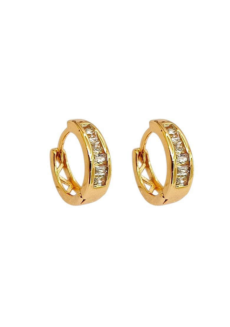 Golden Alloy Hoop Earrings - Indya