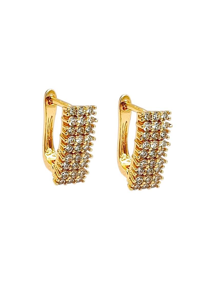 Golden Alloy Hoop Earrings - Indya