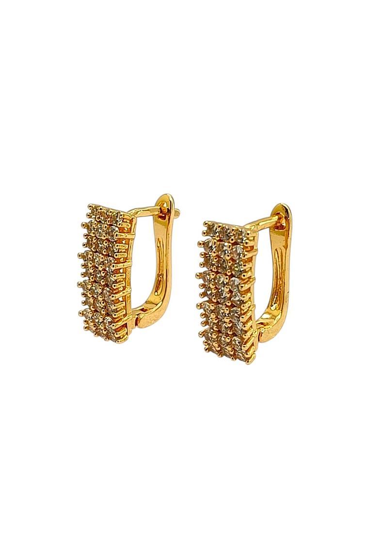 Golden Alloy Hoop Earrings - Indya