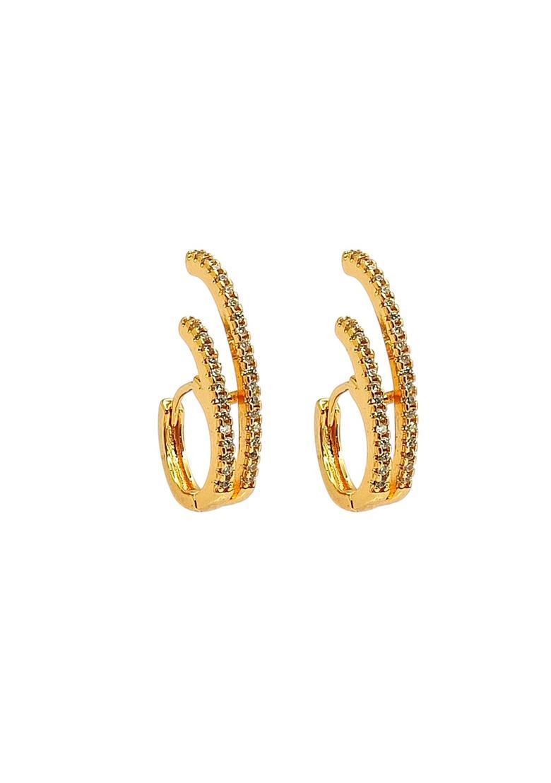 Golden Alloy Hoop Earrings - Indya