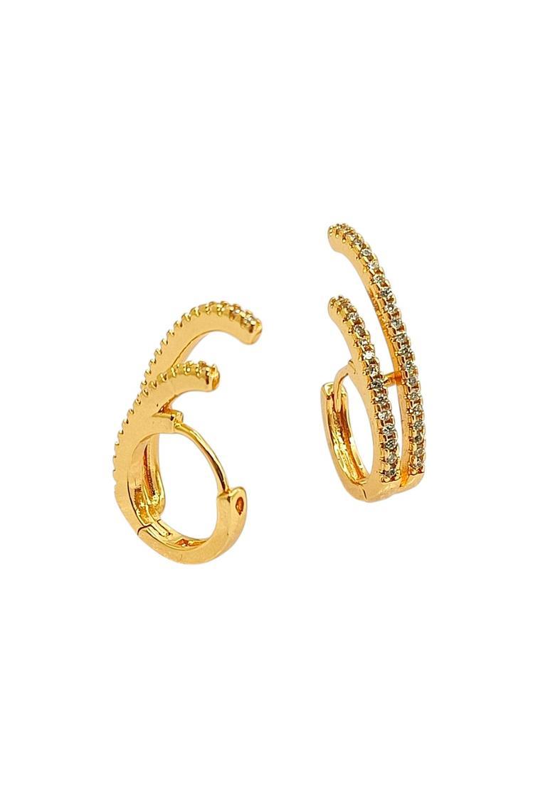 Golden Alloy Hoop Earrings - Indya