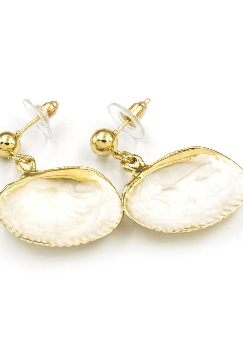 Golden Alloy Earrings - Indya